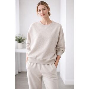 Urban Rebel Oversized Crew Neck Sweatshirt Oatmeal Heather Cozy3552TA Large NWT